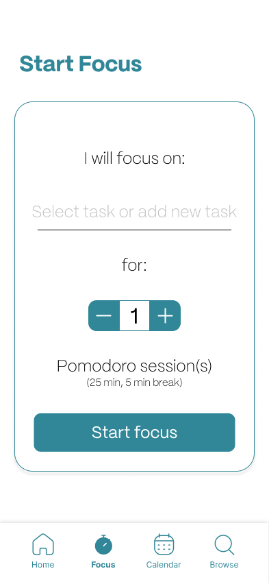 Start focus page